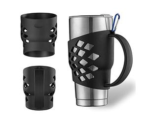SHTCSZBA Silicone Sleeve Holder Grip for 30 oz Tumblers - Yeti Rambler 30 oz Tumbler Handle - Silicone Tumbler Sleeve Holder - RTIC Tumbler 30 oz - Corkcicle Tumbler Grip Holder - (30oz Black)