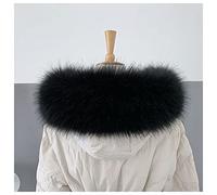 SHTGOI Faux Fur Collar, Removable Faux Fur Collar, Warm Fur Collar, Fur Collar, Fur Collar, Fluffy Faux Fur Collar for Hood, Winter Coat, 45 cm - 80 cm, Black