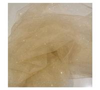 SHTGOI Glittering Fabric 1 Yard x 150 cm Tulle Fabric Sold by the Metre Tulle Lace Fabric Mesh Glitter Yarn Tulle Decorative Fabrics for DIY Handmade Wedding Dress Photography Background Gold