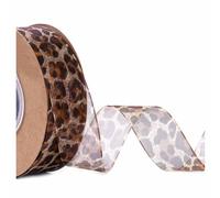 SHTGOI Leopard Print Organza Ribbon 10 Yards/Roll Animal Print Chiffon Ribbon Leopard Print Organza Gift Ribbon Decorative Ribbon Soft Transparent Ribbon for Crafts, Sewing, Gift Pack 25 mm