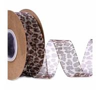 SHTGOI Leopard Print Organza Ribbon 10 Yards/Roll, Polyester, Animal Print, Casual, Party, Celebration, Decorative Ribbon for Crafts, Sewing, Gift Wrapping