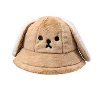 SHU GE Bucket Hat,Bucket Hat Innocent Photo Props New Year Thick Winter Hat Adults Kids Furry Puppy Ears Winter Hat, Khaki, One size