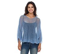 SHU-SHI - Sheer Blouse - for Women - Lightweight Knitted Pullover - One Size - Baby Blue