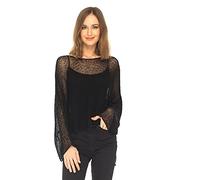 SHU-SHI - Sheer Blouse - for Women - Lightweight Knitted Pullover - One Size - Black