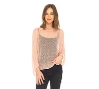SHU-SHI - Sheer Blouse - for Women - Lightweight Knitted Pullover - One Size - Dusty Pink
