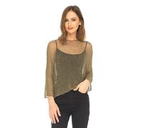 SHU-SHI - Sheer Blouse - for Women - Lightweight Knitted Pullover - One Size - Khaki