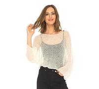 SHU-SHI - Sheer Blouse - for Women - Lightweight Knitted Pullover - One Size - Off White