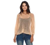 SHU-SHI - Sheer Blouse - for Women - Lightweight Knitted Pullover - One Size - Peach