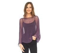 SHU-SHI - Sheer Blouse - for Women - Lightweight Knitted Pullover - One Size - Purple
