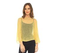 SHU-SHI - Sheer Blouse - for Women - Lightweight Knitted Pullover - One Size - Yellow