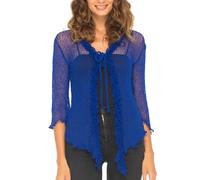 SHU-SHI - Sheer Cardigan - for Women - Lightweight, Knitted Bolero - One Size - Royal Blue