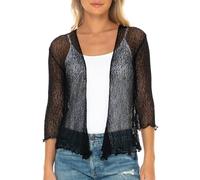SHU-SHI - Sheer Cardigan - for Women - Lightweight Knitted Top - One Size - Black