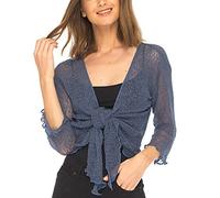 SHU-SHI - Sheer Cardigan - for Women - Lightweight Knitted Top - One Size - Blue Jeans