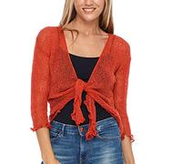 SHU-SHI - Sheer Cardigan - for Women - Lightweight Knitted Top - One Size - Burnt Orange