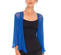 SHU-SHI - Sheer Cardigan - for Women - Lightweight Knitted Top - One Size - Cobalt Blue