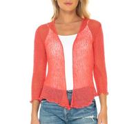 SHU-SHI - Sheer Cardigan - for Women - Lightweight Knitted Top - One Size - Coral