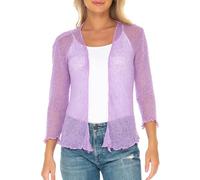 SHU-SHI - Sheer Cardigan - for Women - Lightweight Knitted Top - One Size - Lavender