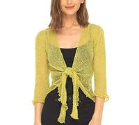 SHU-SHI - Sheer Cardigan - for Women - Lightweight Knitted Top - One Size - Lime