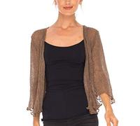 SHU-SHI - Sheer Cardigan - for Women - Lightweight Knitted Top - One Size - Mocha