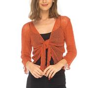 SHU-SHI - Sheer Cardigan - for Women - Lightweight Knitted Top - One Size - Orange