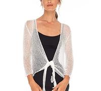 SHU-SHI - Sheer Cardigan - for Women - Lightweight Knitted Top - One Size - Pure White