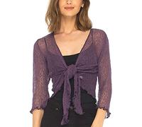 SHU-SHI - Sheer Cardigan - for Women - Lightweight Knitted Top - One Size - Purple