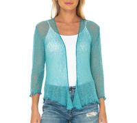SHU-SHI - Sheer Cardigan - for Women - Lightweight Knitted Top - One Size - Teal
