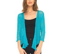 SHU-SHI - Sheer Cardigan - for Women - Lightweight Knitted Top - One Size - Turquoise