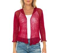 SHU-SHI - Sheer Cardigan - for Women - Lightweight Knitted Top - One Size - Wine