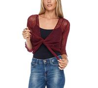 SHU-SHI Sheer Cardigans For Women Summer Knit Shrug Lightweight For Dresses Tie Top Open Front, Maroon, One size