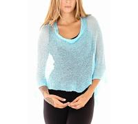 SHU-SHI - Sheer Poncho - Women - Lightweight, Knitted Pullover - One Size - Sky Blue