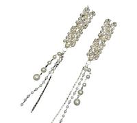 Shuade Alloy and Pearls Hairpin with Tassels Rhinestones and Pearls Hair Clip Hairpiece for Bride and Fashion Enthusiasts