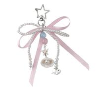 Shuade Faux Pearls Bead Bows Ribbon Keychain Stylish Bowknot Pendant Keyring Colorful Bag Decoration for Fashion Enthusiasts