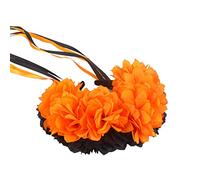 Shuade Halloween Faux Flower Ribbon Headband Contrast Colorful Festival Party Dress Up Crown Day Of The Dead Cosplay Headpiece Halloween