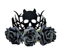 Shuade Halloween Headpiece Witch Devil Crowns With Rose Flower Design Soft Fabric Costume Accessory For Adults Kids Fabric Death Flower Headpiece