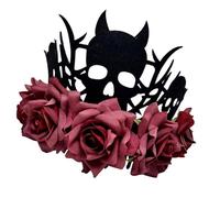 Shuade Halloween Headpiece Witch Devil Crowns With Rose Flower Design Soft Fabric Costume Accessory For Adults Kids Fabric Death Flower Headpiece