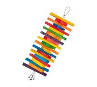 Shuade Vibrant Wooden Bird Chewing Play & Foraging Exercise Toy For Conures Parakeets Macaws Cage Accessories Natural Wood Parrot Chew Toy Colorful Hanging