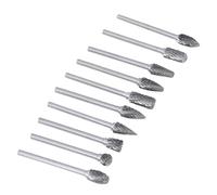 SHUAIGUO 10Pcs Tungsten Steel Carbide Burrs Tool Drill Bit Set, 3mm Shank 6mm Head, Strong & Sturdy for Woodworking & Carving Projects