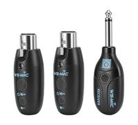 SHUAIGUO 2.4GHz Wireless Microphone System XLR Transmitter Receiver 20Hrs Battery 30m Range Low Latency Noise Reduction Auto Pairing Dynamic Microphones Black ABS