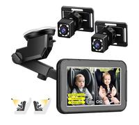 SHUAIGUO Car Camera for Babies with Increased Security, High-resolution Dual Cameras, Improved Night Vision and Large Viewing Angle, Back Monitoring