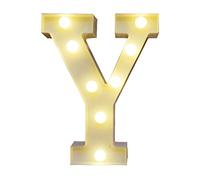 SHUAIGUO LEDs Light Standing Letters Sign with Bulbs, High Bright Romantic Warm White Light, Pure and Long Lifespan, Spell Out Any Name or Phrase, 3V AA Cell Operated, IP54 (Y)