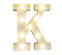 SHUAIGUO LEDs Light Standing Letters Sign with Bulbs, High Bright Romantic Warm White Light, Pure and Long Lifespan, Spell Out Any Name or Phrase, 3V AA Cell Operated, IP54 (K)