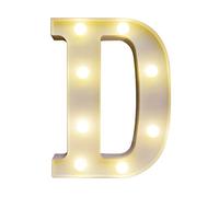 SHUAIGUO LEDs Light Standing Letters Sign with Bulbs, High Bright Romantic Warm White Light, Pure and Long Lifespan, Spell Out Any Name or Phrase, 3V AA Cell Operated, IP54 (D)