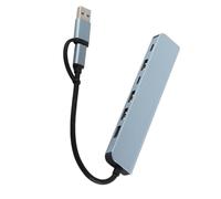 SHUAIGUO Type C USB Hub Durable Aluminium Alloy 7 Port Docking Station for Family Office Travel Use Compact and Portable