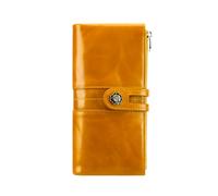 shuainiu Women's RFID Blocking Wallet Soft Leather Clutch Money Ladies Purse Slim Card Holder Organizer Zip Pocket, 3020-Yellow, Retro Style