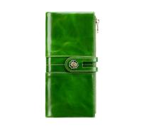 shuainiu Women's RFID Blocking Wallet Soft Leather Clutch Money Ladies Purse Slim Card Holder Organizer Zip Pocket, 3020-Green, Retro Style