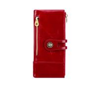 shuainiu Women's RFID Blocking Wallet Soft Leather Clutch Money Ladies Purse Slim Card Holder Organizer Zip Pocket, 3013-Red, Retro Style