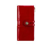 shuainiu Women's RFID Blocking Wallet Soft Leather Clutch Money Ladies Purse Slim Card Holder Organizer Zip Pocket, 3020-Red, Retro Style