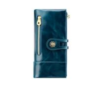 shuainiu Women's RFID Blocking Wallet Soft Leather Clutch Money Ladies Purse Slim Card Holder Organizer Zip Pocket, 3013-Blue, Retro Style