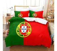 SHUAIOIN Portugal Quilt Cover Comforter Covers for Teens And Adults 3D Print European Flag Duvet Cover Soft Microfiber Bedding Set with Zipper Closure with Pillow Cases 3 Pieces Super King（260x220cm）